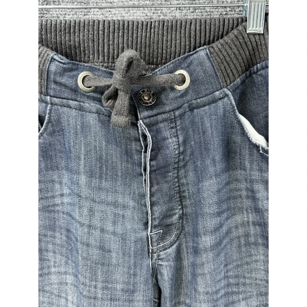 ZE ENZO99 Men's Denim Jogger Jeans 30R Blue Moto Drawstring Ribbed Cuff
